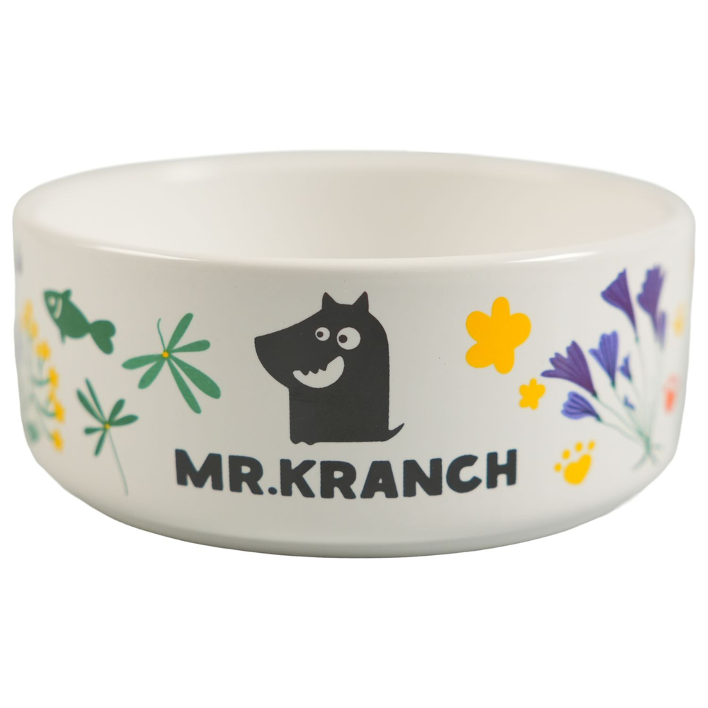 Миска для собак MrKranch Цветы Прованса керамическая васильковая 420мл 675₽