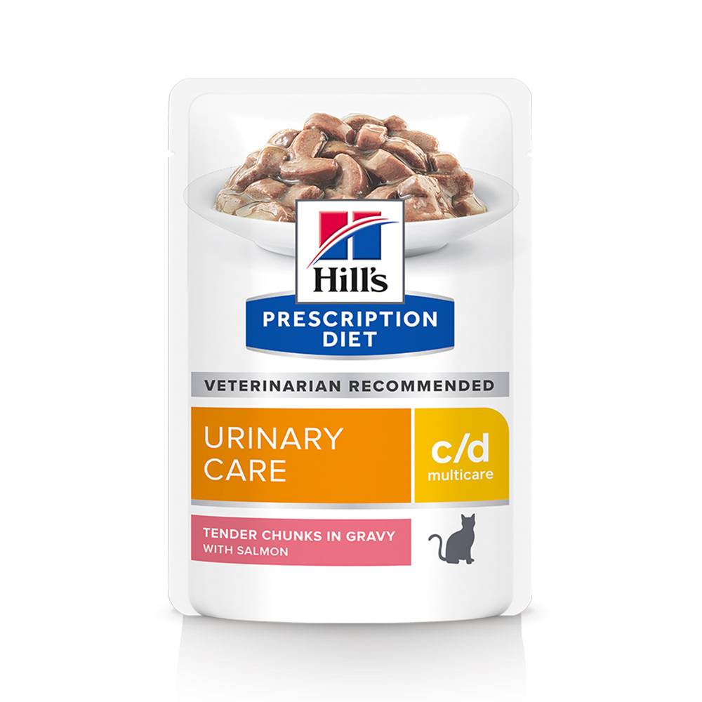 Корм для кошек Hill's Prescription Diet Feline C/D при лечении МКБ струвиты, лосось пауч 85г корм для кошек brit лосось с форелью пауч 85г