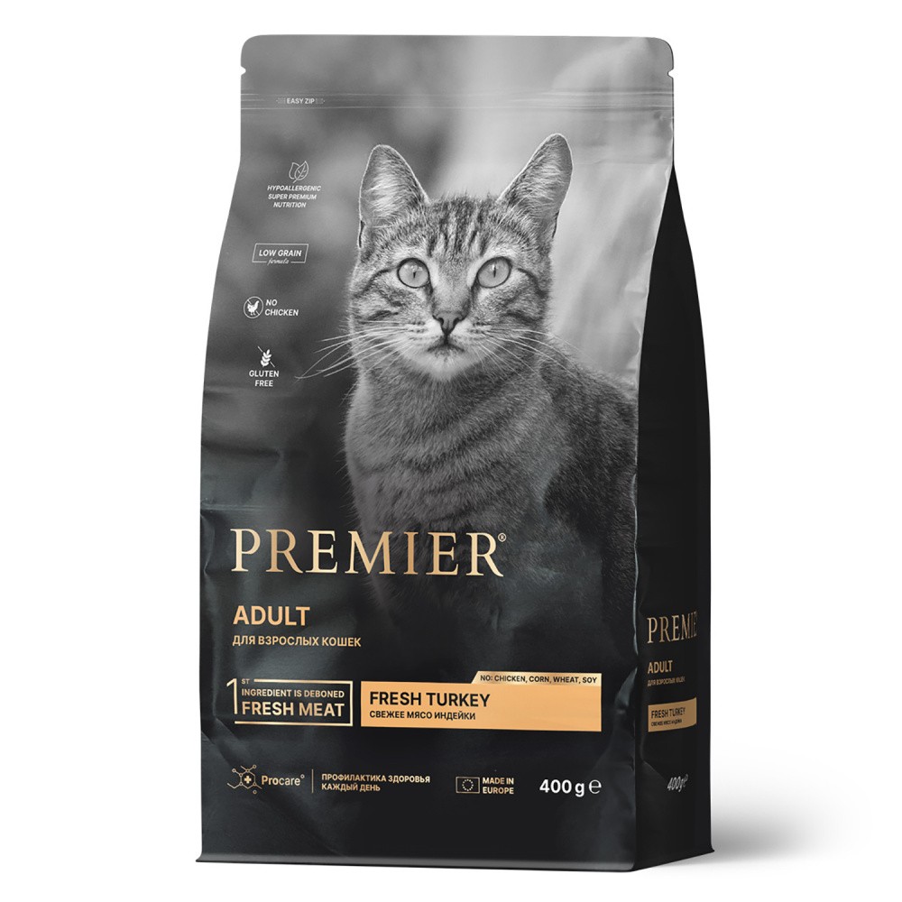 Корм для кошек PREMIER Cat Свежая индейка сух. 400г premier cat lamb