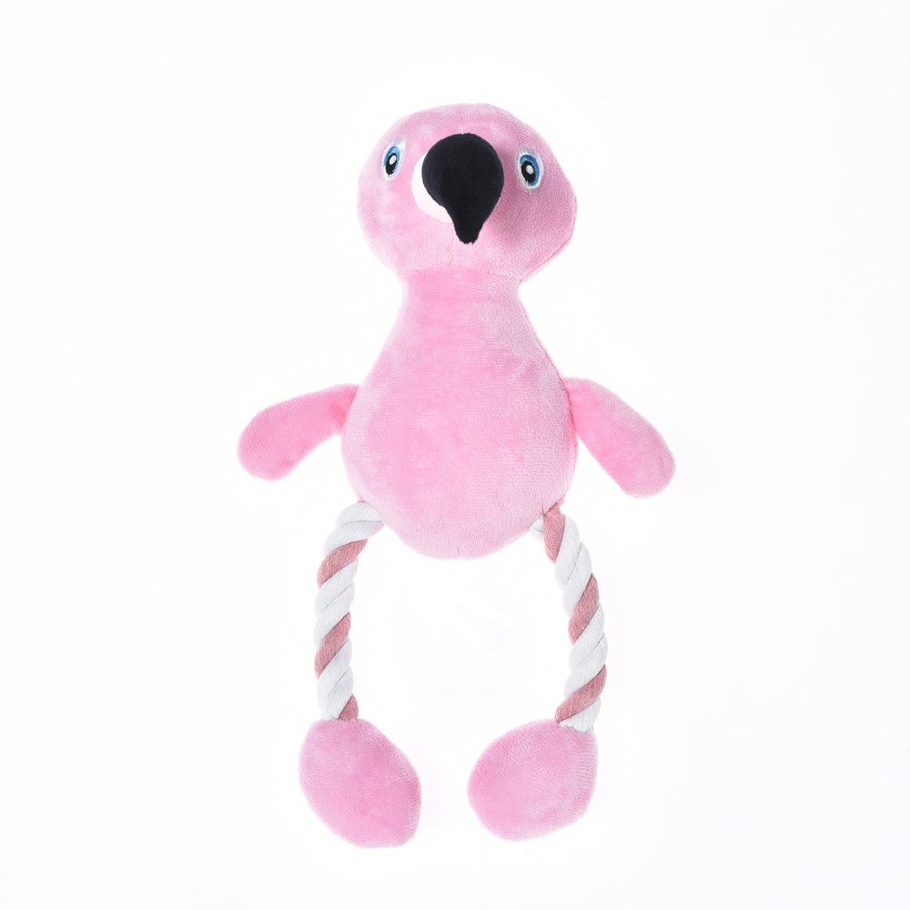 Игрушка для собак Foxie Pink flamingo с веревочными ногами 35x20см