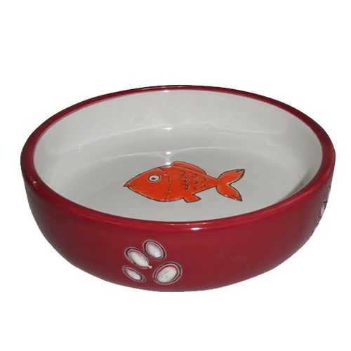 Миска для животных Foxie Orange Fish красная керамическая 12х12х3см 150мл цена и фото