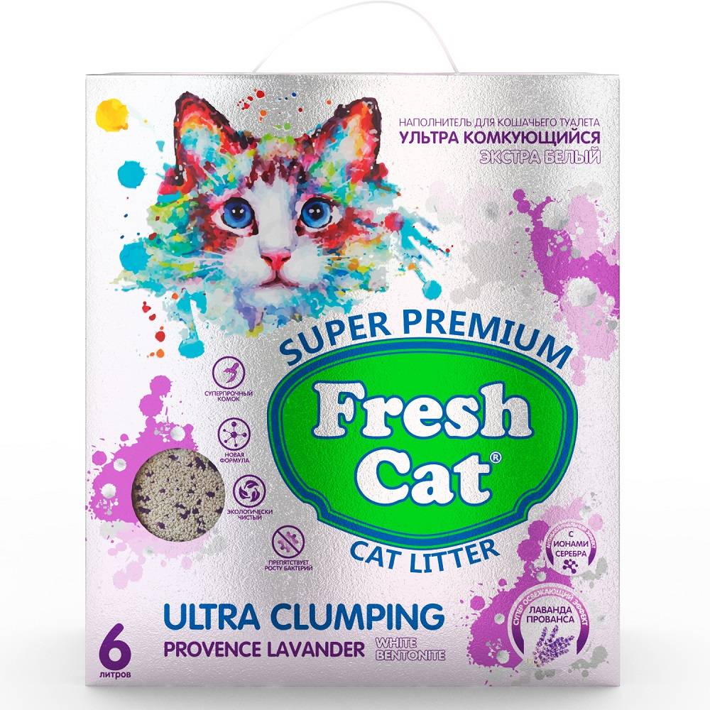 цена Наполнитель для кошачьего туалета FRESH CAT комкующийся с ароматом Лаванда Прованса 6л