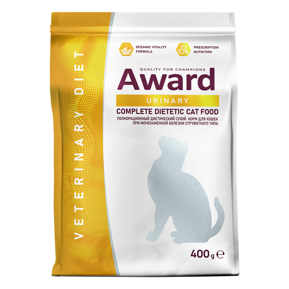 Корм для кошек AWARD Veterinary Diet Urinary при мочекаменной болезни струвитного типа сух. 400г