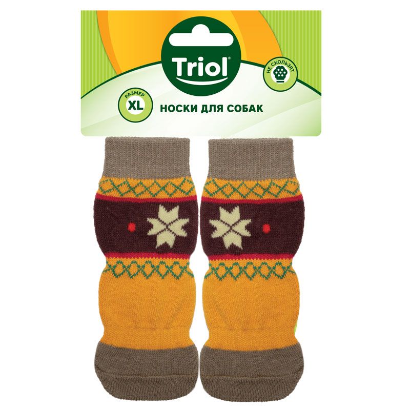Носки для собак TRIOL Снежинка, размер M носки для собак triol ромбы размер m