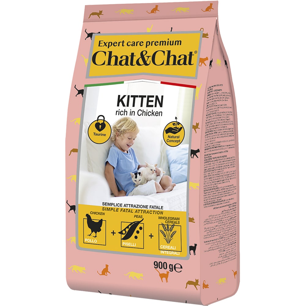 Корм для котят CHAT&CHAT Expert Premium курица сух. 900г цена и фото