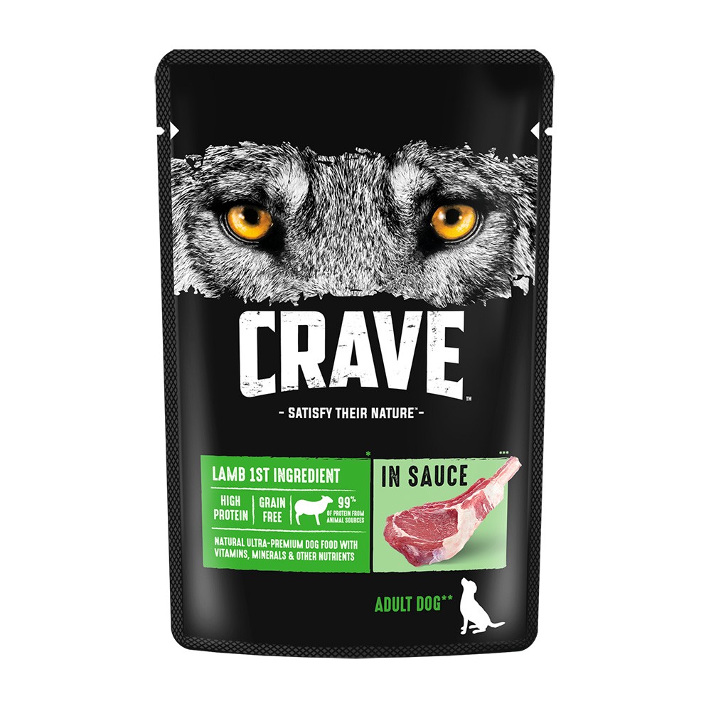 Корм для собак Crave ягненок в соусе пауч 85г корм для собак pedigree говядина ягненок пауч 85г