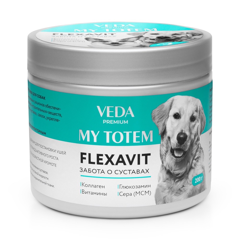 Кормовая добавка для собак VEDA My Totem Flexavit для суставов 200г my totem actiflora синбиотический комплекс для собак 30 саше по 1 г