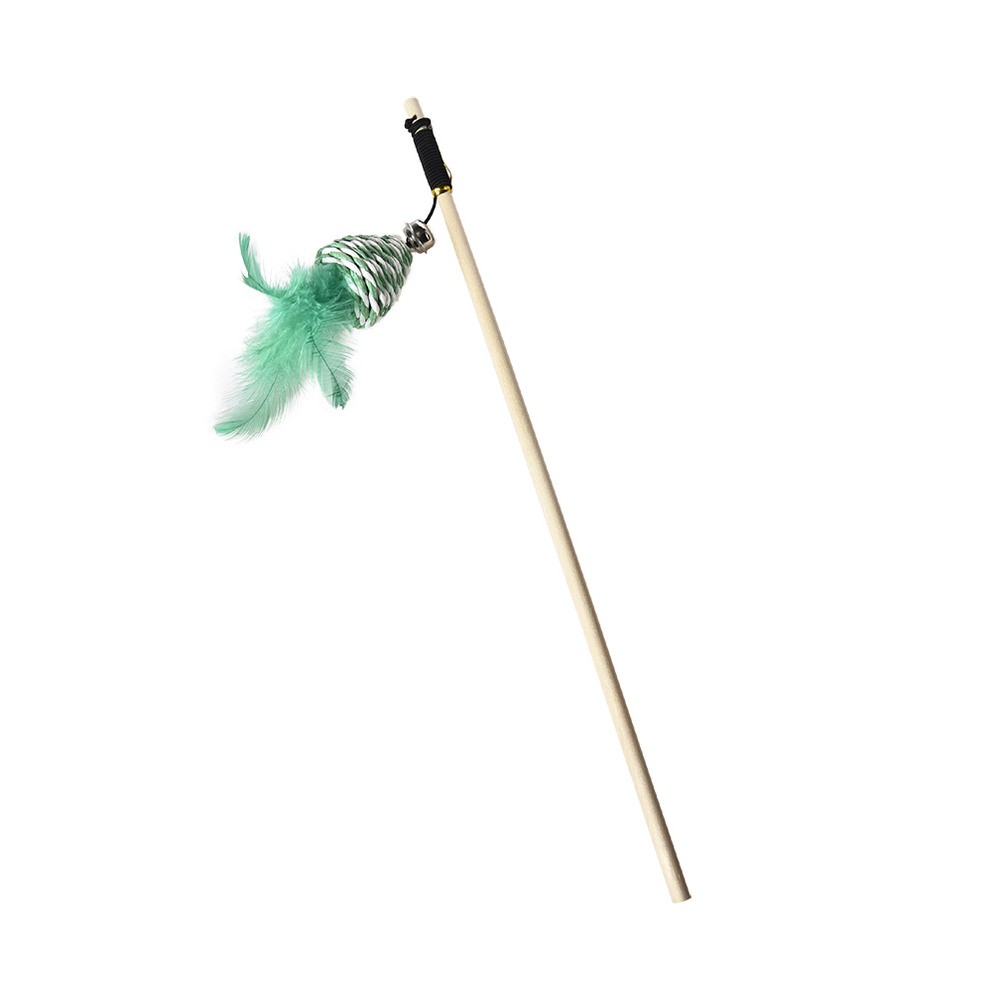 Игрушка для кошек Foxie Naturalness Дразнилка плетеная мышка с перьями 9х4,5х40см зеленая дразнилка mypet зеленая с хвостом 30 см и колокольчиком vg 105gr