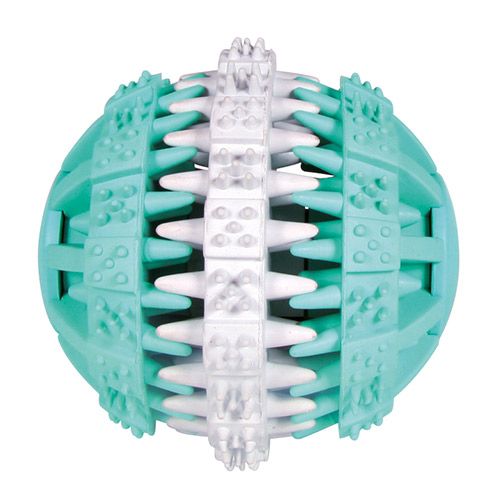 цена Игрушка для собак TRIXIE Мяч Dentafan резина, белый/зелёный 7.5см