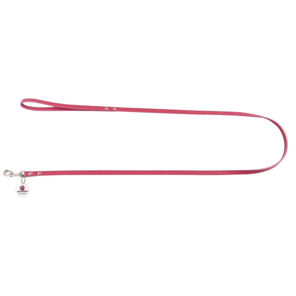 Поводок для собак MrKranch из натуральной кожи с QR-адресником розовый 130см 10мм 2610₽