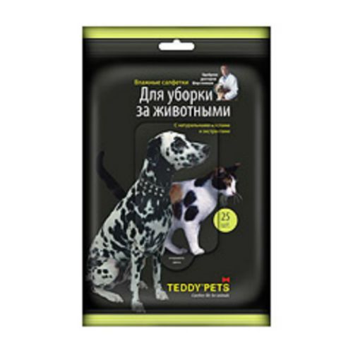 Салфетки для кошек и собак TEDDY PETS влажные, для уборки 25шт