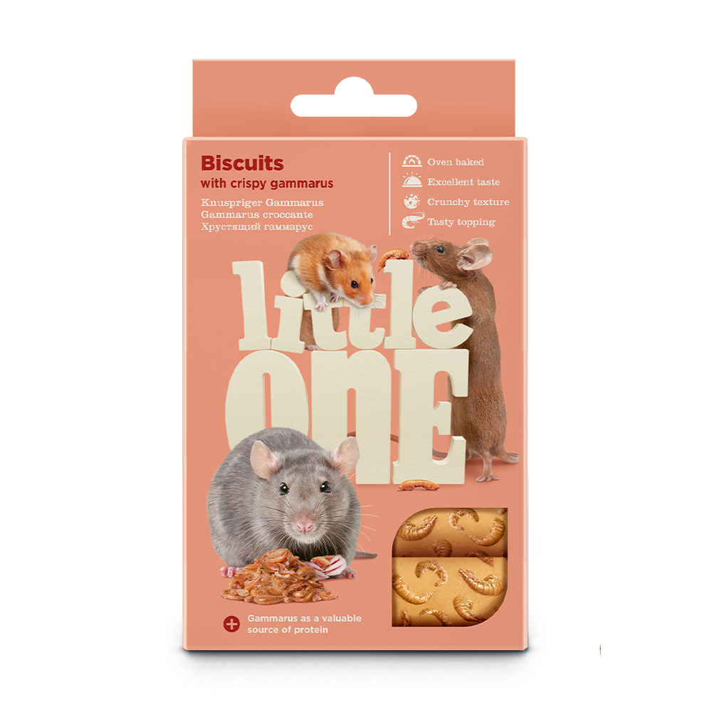 Лакомство для грызунов Little one Бисквиты для крыс мышей и песчанок с хрустящим гаммарусом 5х7г 229₽