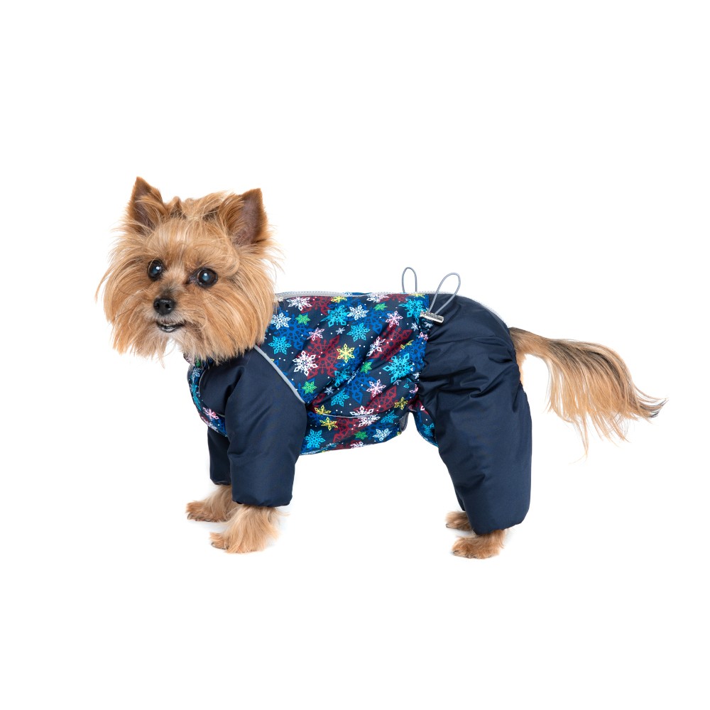 Комбинезон для собак OSSO-Fashion Снежинка р.28 (мальчик) темно-синий/принт цена и фото