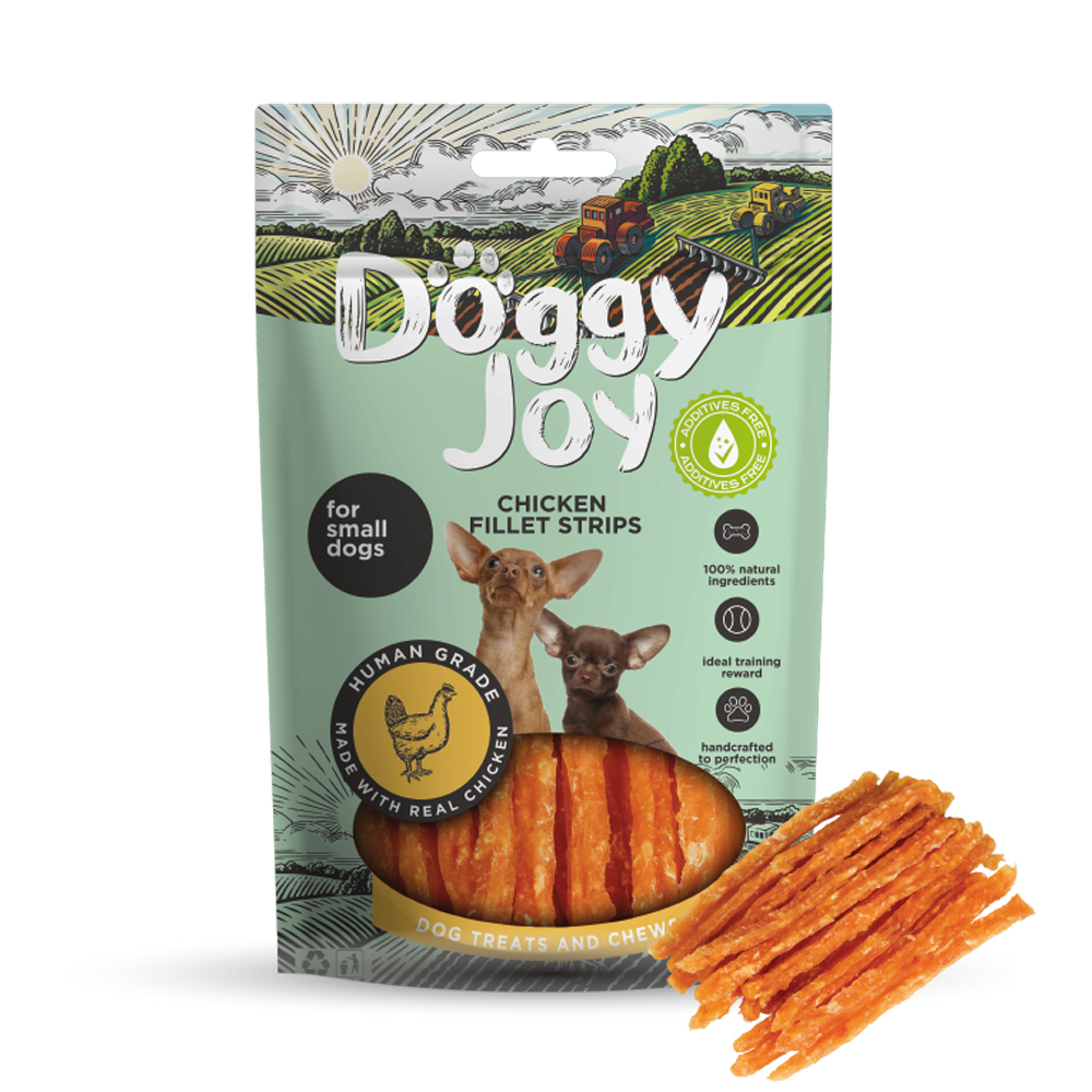 Лакомство для собак DOGGY JOY 50782 для мелких пород Полоски из куриного филе 55г