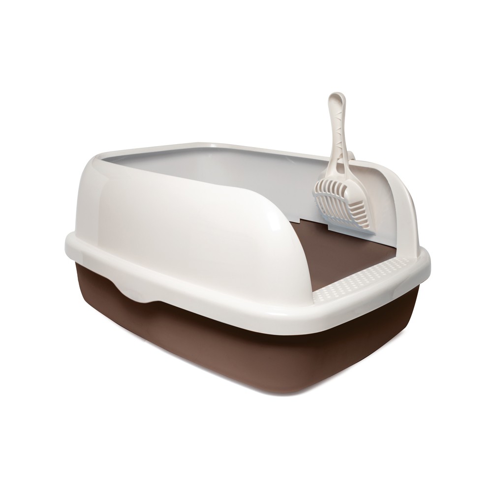 цена Туалет для кошек TRIOL Hygiene Титан прямоугольный, совок в комплекте, кофейный, 520х400х250мм