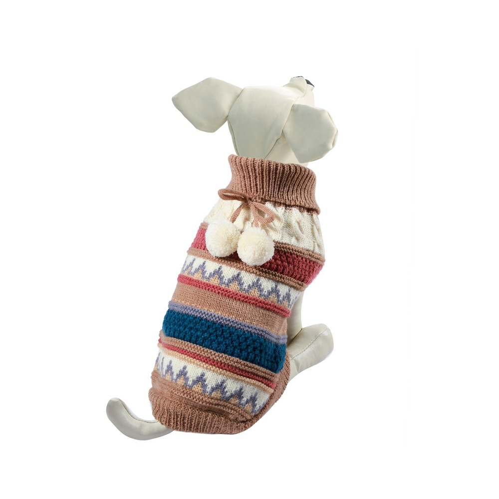Свитер для собак TRIOL Помпончики XL, светло-коричневый, размер 40см свитер для собак triol лиса алиса xl размер 40см