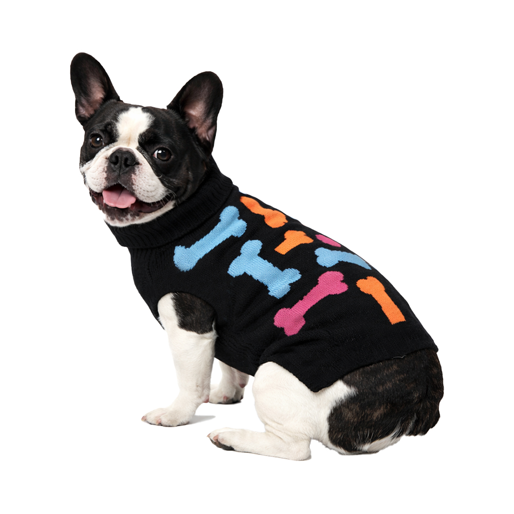 Свитер для собак Foxie Bones черный р. M (длина спины 35см)