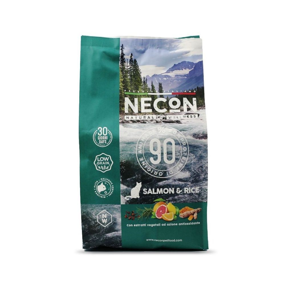 корм для кошек necon natural wellness для стерилизованных индейка с рисом сух 1 5кг Корм для кошек NECON Natural Wellness лосось с рисом сух. 400г