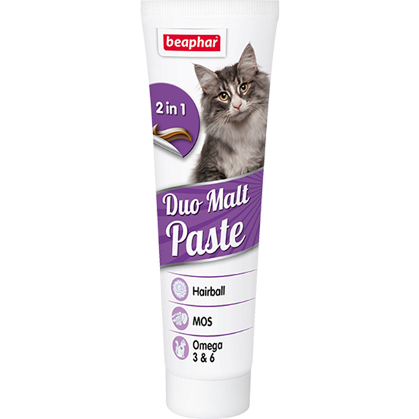 пищевая добавка beaphar multi vitamin paste duo active 100 г Паста для кошек и котят Beaphar Duo Malt Paste для выведения шерсти из кишечника 100г