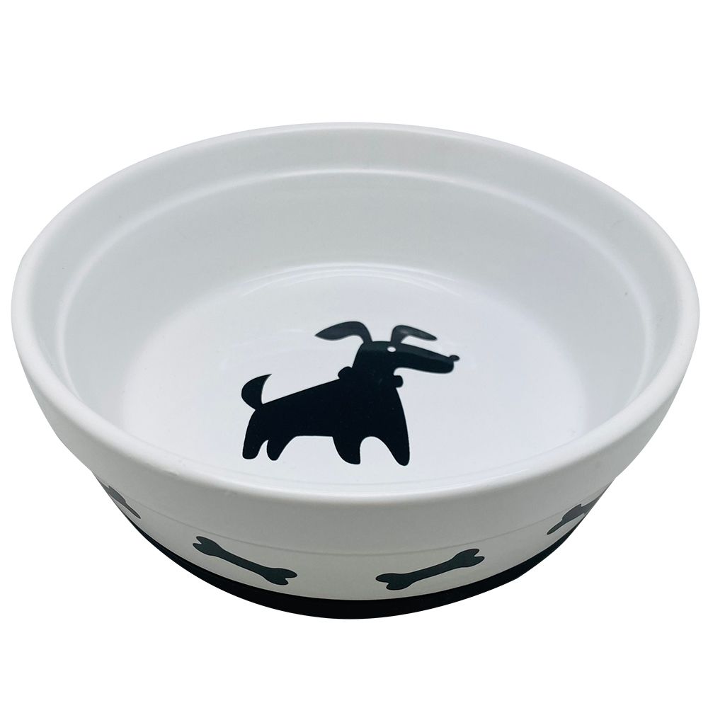 Миска для животных Foxie Dog & Bones белая керамическая 14,5х14,5х5см 400мл керамик миска керамическая нескользящая для собак черная с косточками 400мл