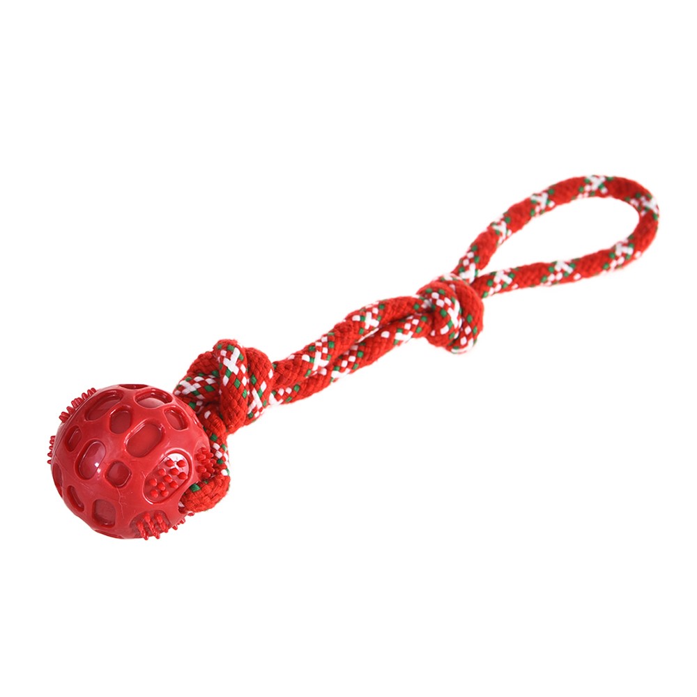 Игрушка для собак Foxie Тяни-толкай канат с петлей и мячом 34х6,3см красный игрушка для собак европа канат с мячом 30см хлопок