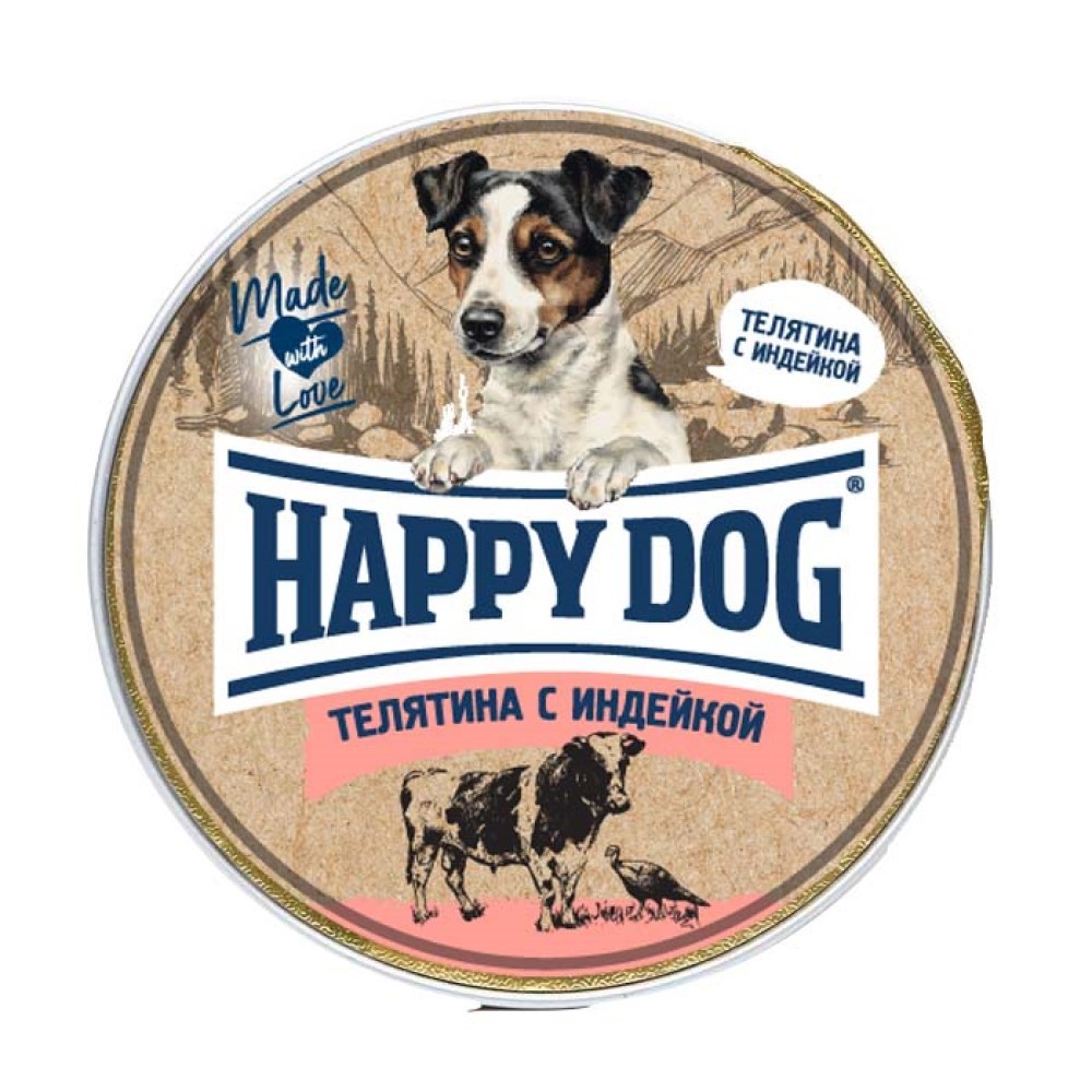 цена Корм для собак HAPPY DOG Natur Line Телятина с индейкой паштет ламистер 125г