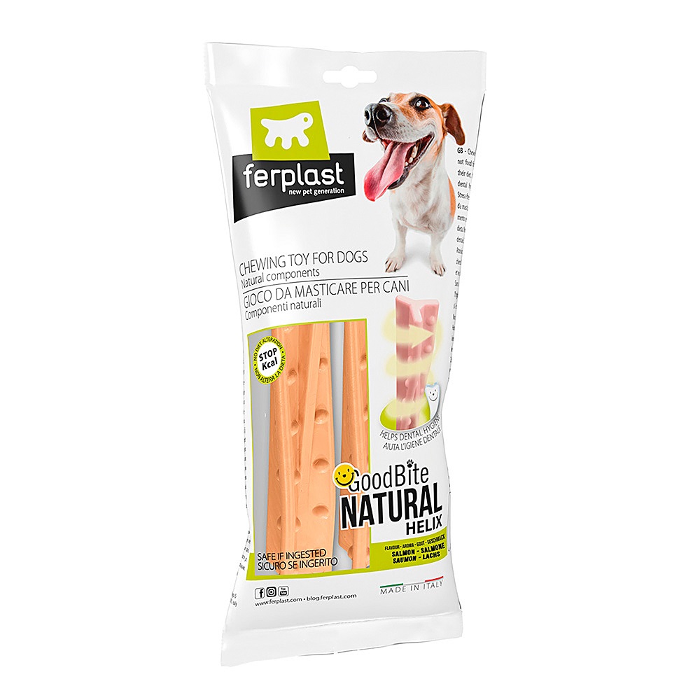 Игрушка для собак FERPLAST GoodBite Helix M Bag кость вкус лосося 12см 23г 2шт 551₽