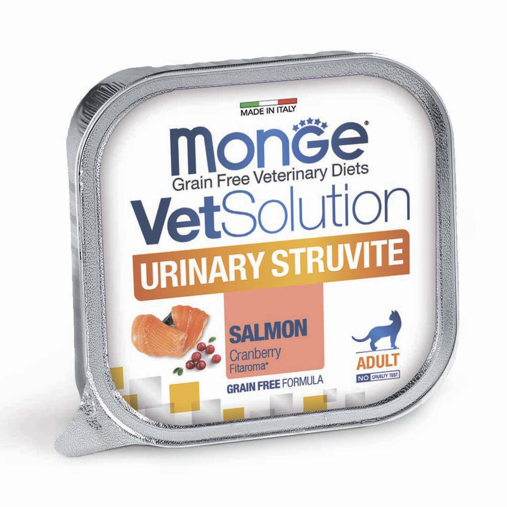 Корм для кошек Monge VetSolution Urinary Struvite при МКБ струвитного типа ламист 100г 160₽