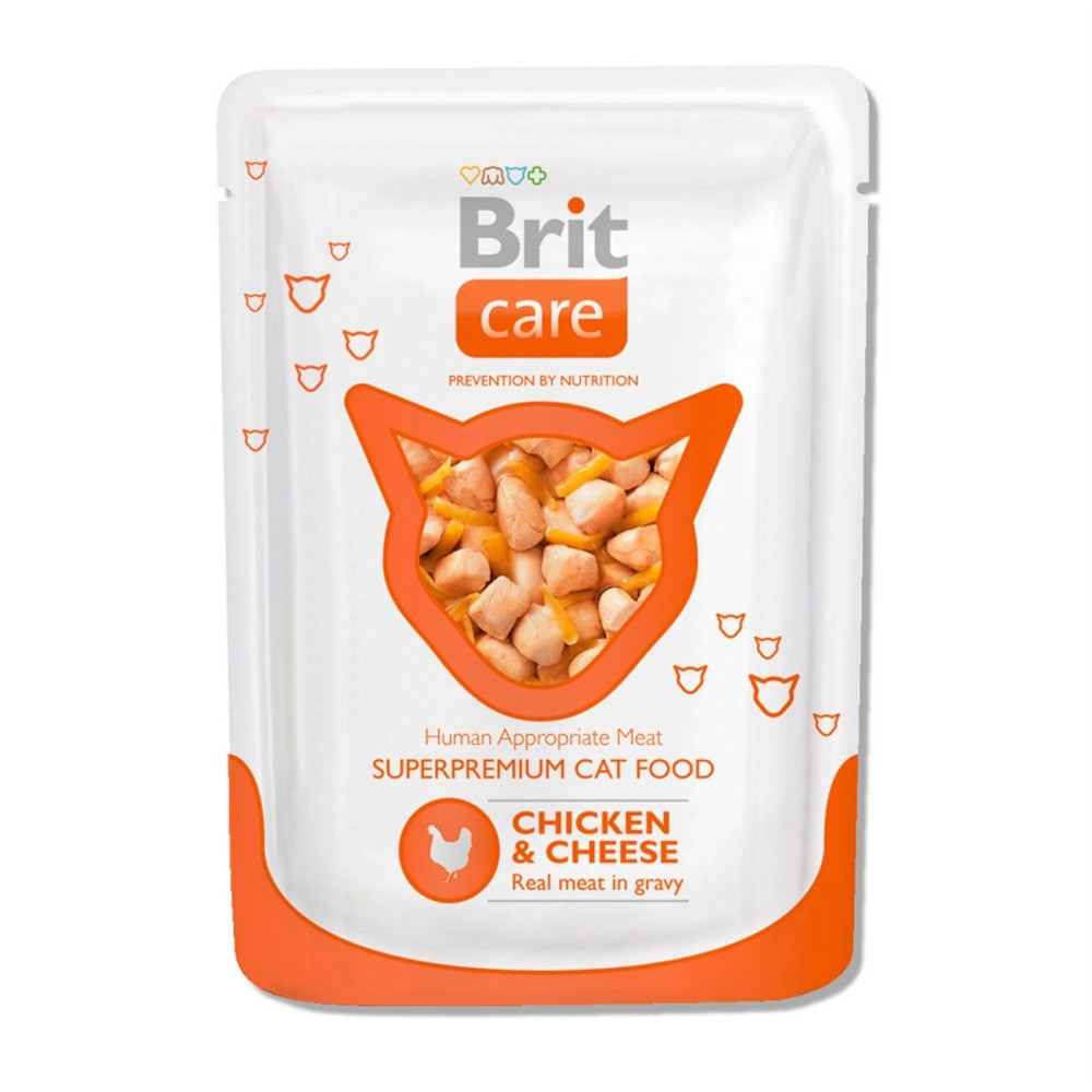 цена Корм для кошек Brit Care Курица, сыр пауч 80г
