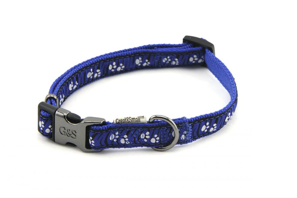 Ошейник для собак Great&Small с принтом лапки 25х450-650мм нейлон синий шлейка для собак pride fashion лапки синий small