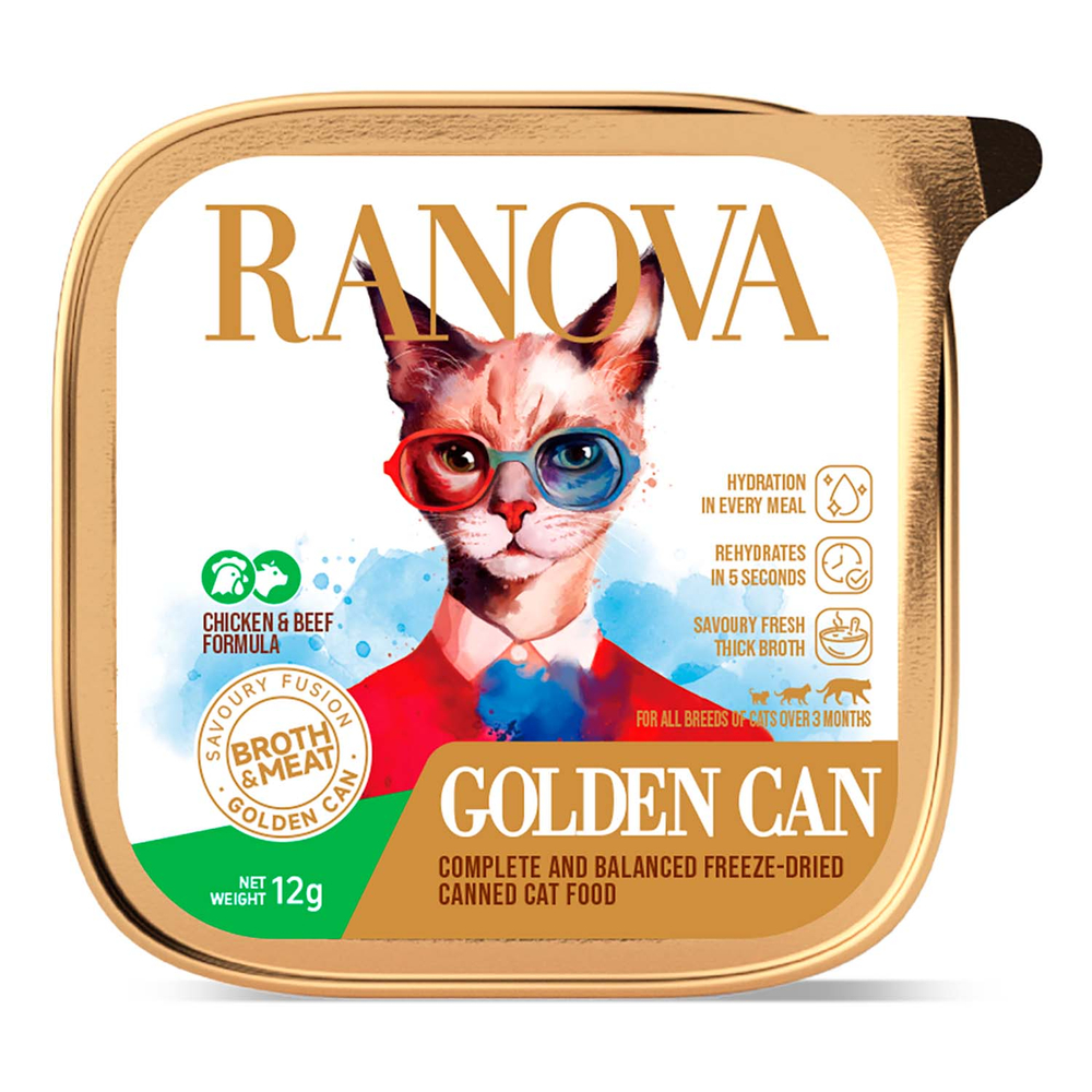 Корм для кошек RANOVA сублимированный с курицей и говядиной 12г 268₽