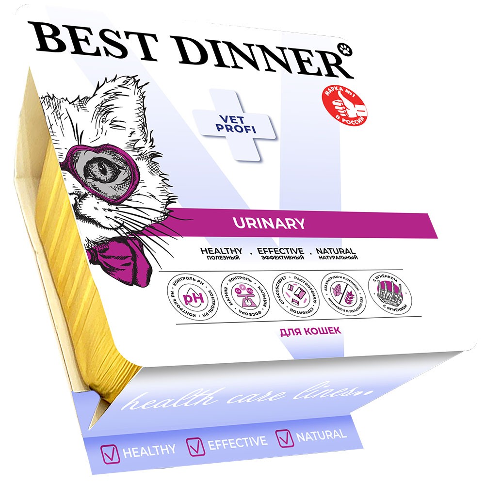 Корм для кошек Best Dinner Vet Profi Urinary при заболеваниях МКБ паштет с ягненком ламист 100г 223₽