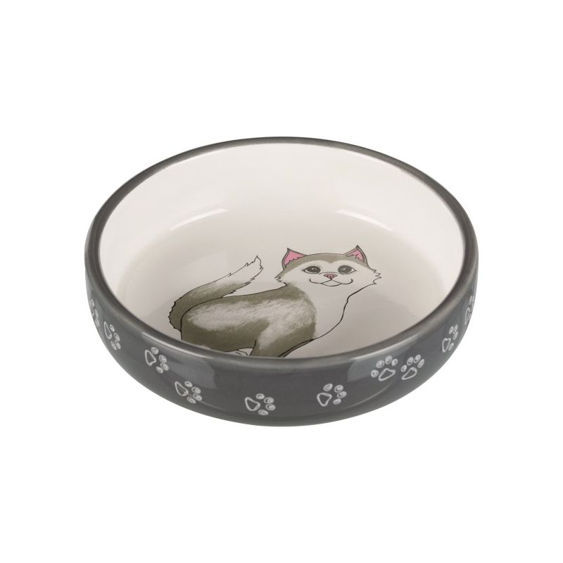 Миска для кошек TRIXIE для короткомордых пород, серая 15см 300мл миска для кошек с рыбкой 15см белая керамика