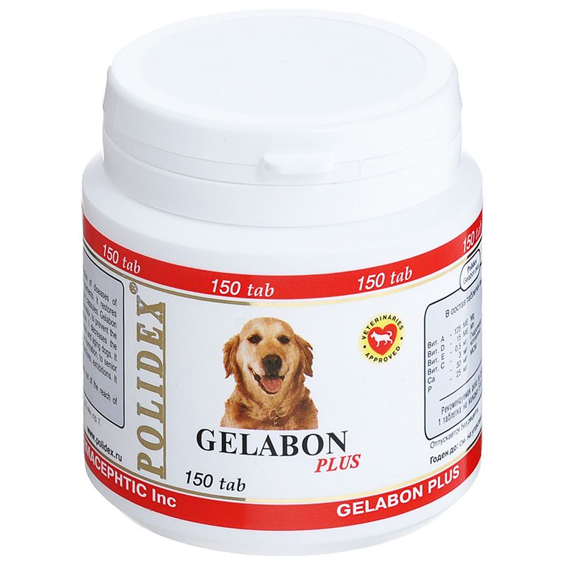 Витамины для собак POLIDEX Гелабон плюс 150таб витамины polidex multivitum plus мультивитум плюс для собак 500 шт