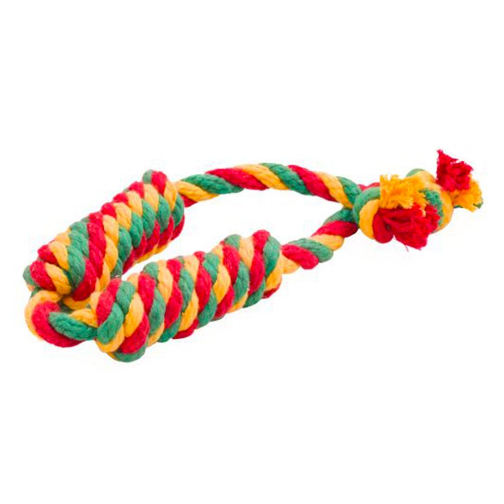 Игрушка для собак DOGLIKE Dental Knot Сарделька канатная 2шт средняя (Красный-желтый-зеленый)