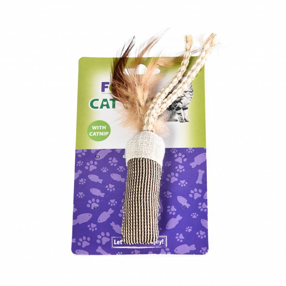 игрушка для кошек mon tero мешочек с перьями и кошачьей мятой зеленый коричневый 1шт Игрушка для кошек Foxie Eco Style Мешочек с перьями и кошачьей мятой