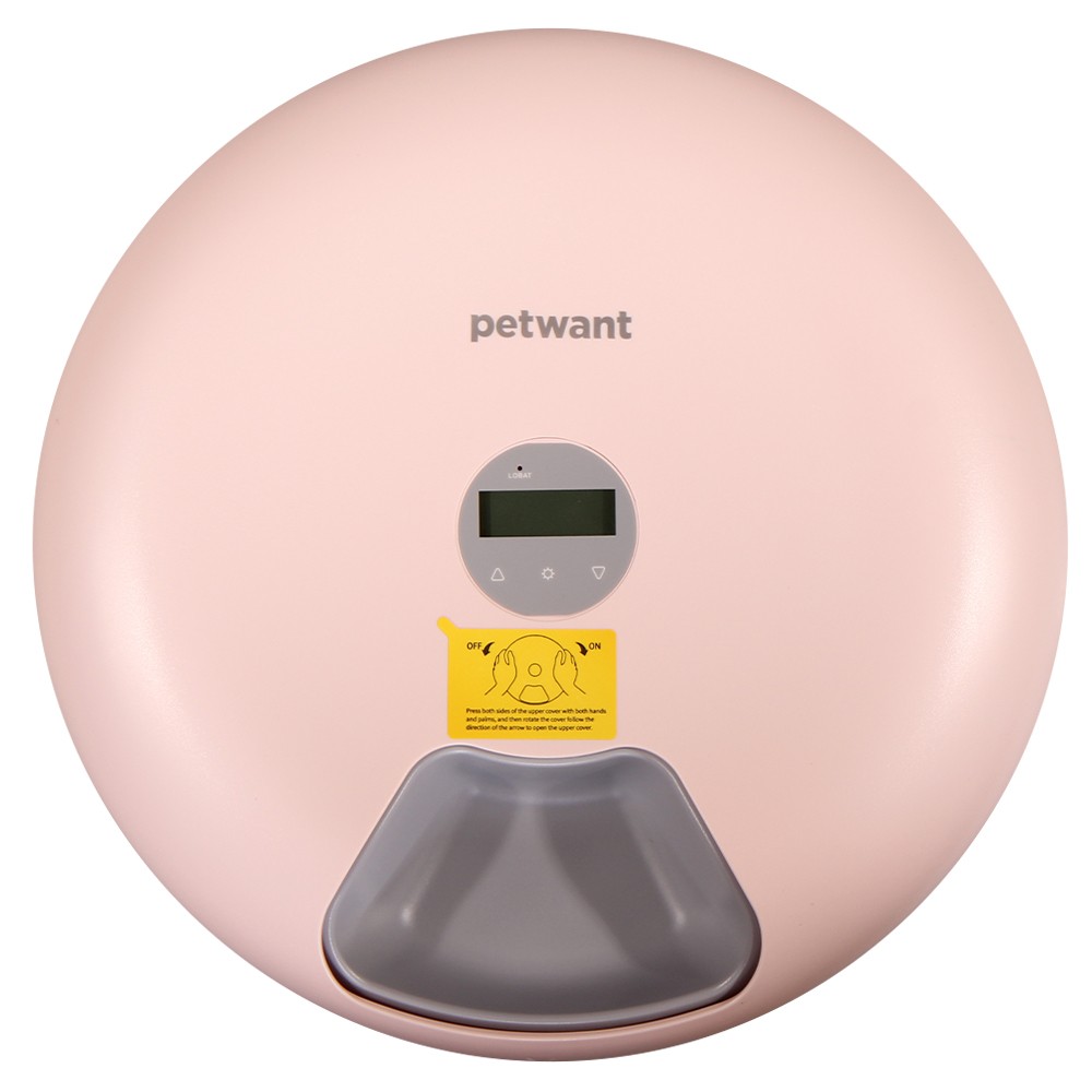 Автокормушка для животных PETWANT F6-LCD 6 секций, ж/к дисплей, розовая