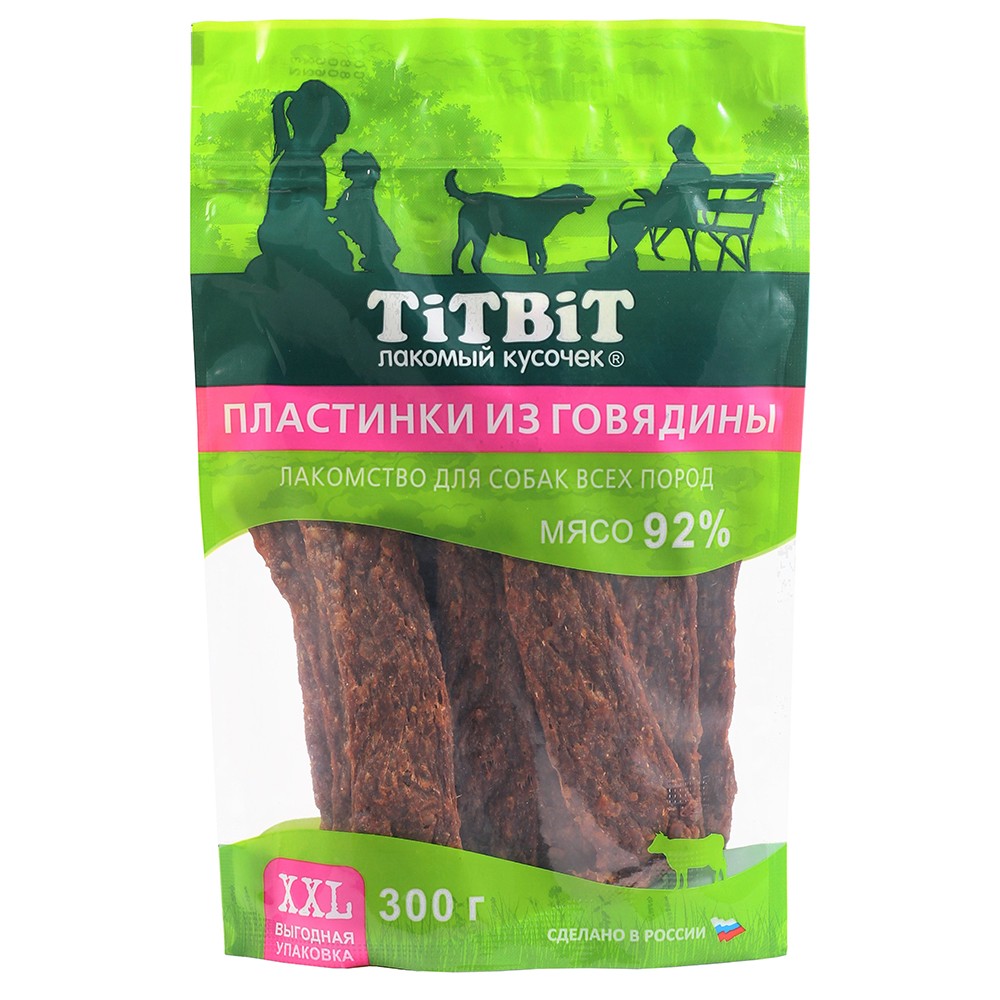 Лакомство для собак TITBIT Пластинки из говядины 300г XXL выгодная упаковка цена и фото