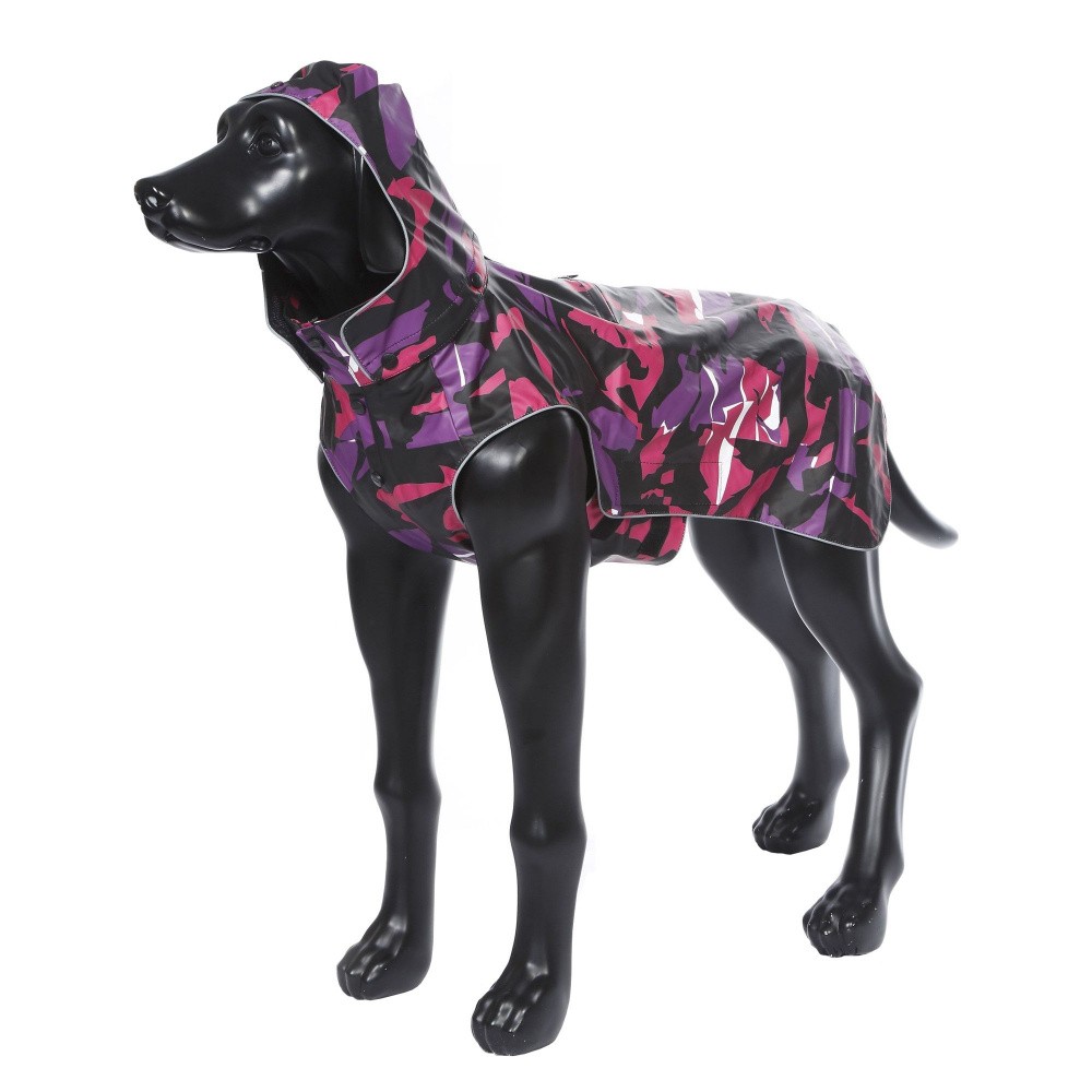 Дождевик для собак RUKKA 55см Камуфляж Фиолетовый/розовый XXL цена и фото