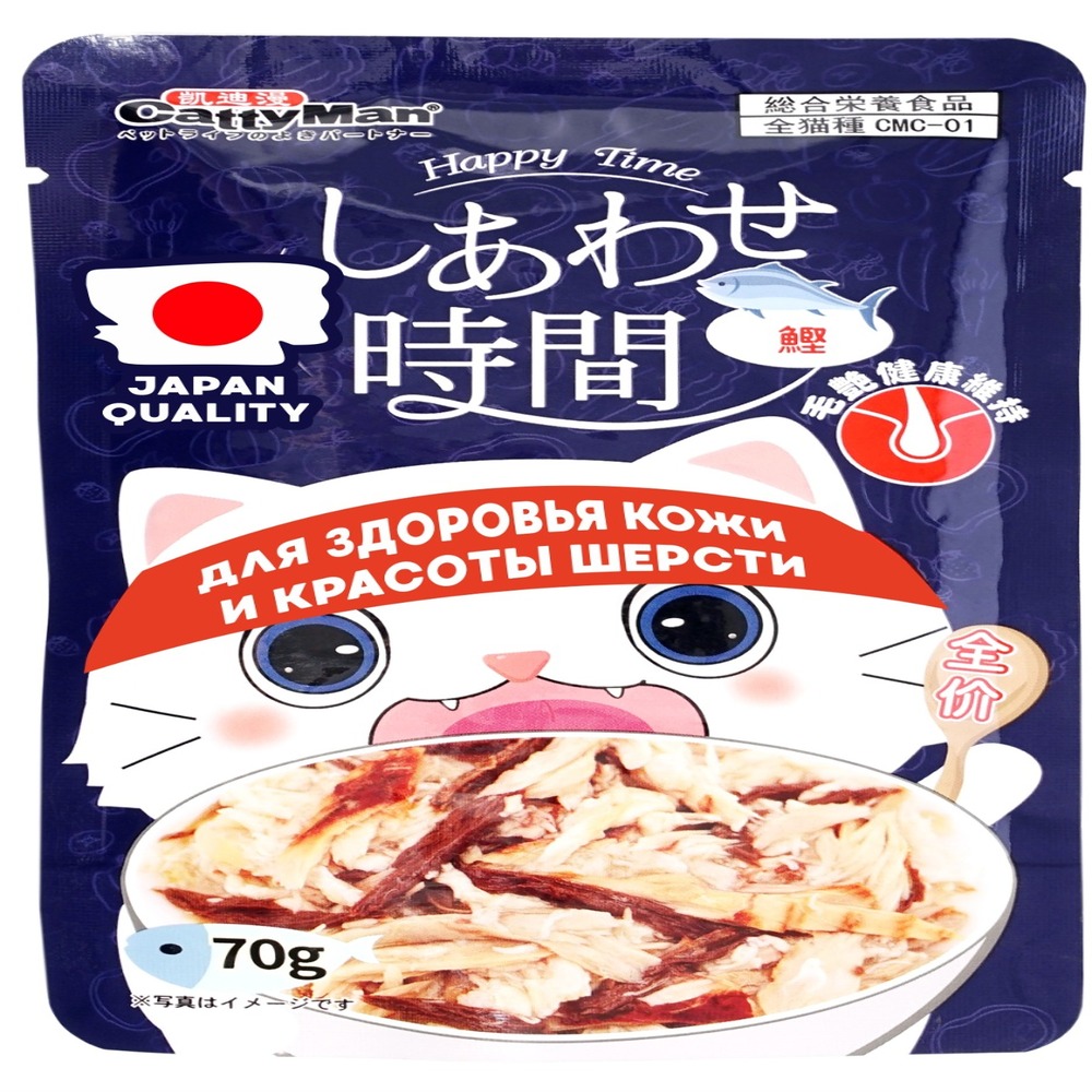 Корм для кошек CATTYMAN Момент счастья для здор.глаз и красоты шерсти, на осн.тихоок.тунца пауч 70г Корм для кошек CATTYMAN Момент счастья для здор.глаз и красоты шерсти, на осн.тихоок.тунца пауч 70г