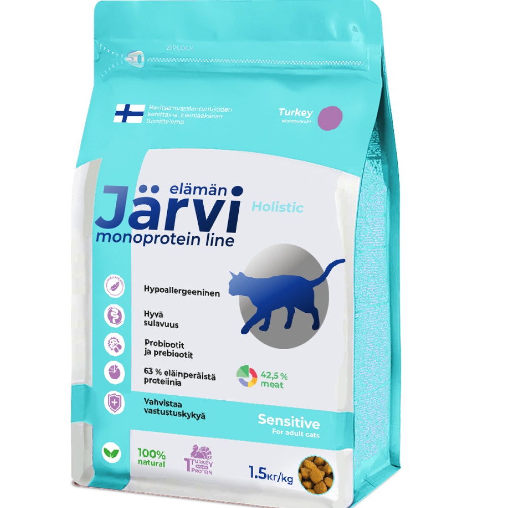 Корм для кошек JARVI Monoprotein при чувствительном пищеварении, индейка сух. 1,5кг