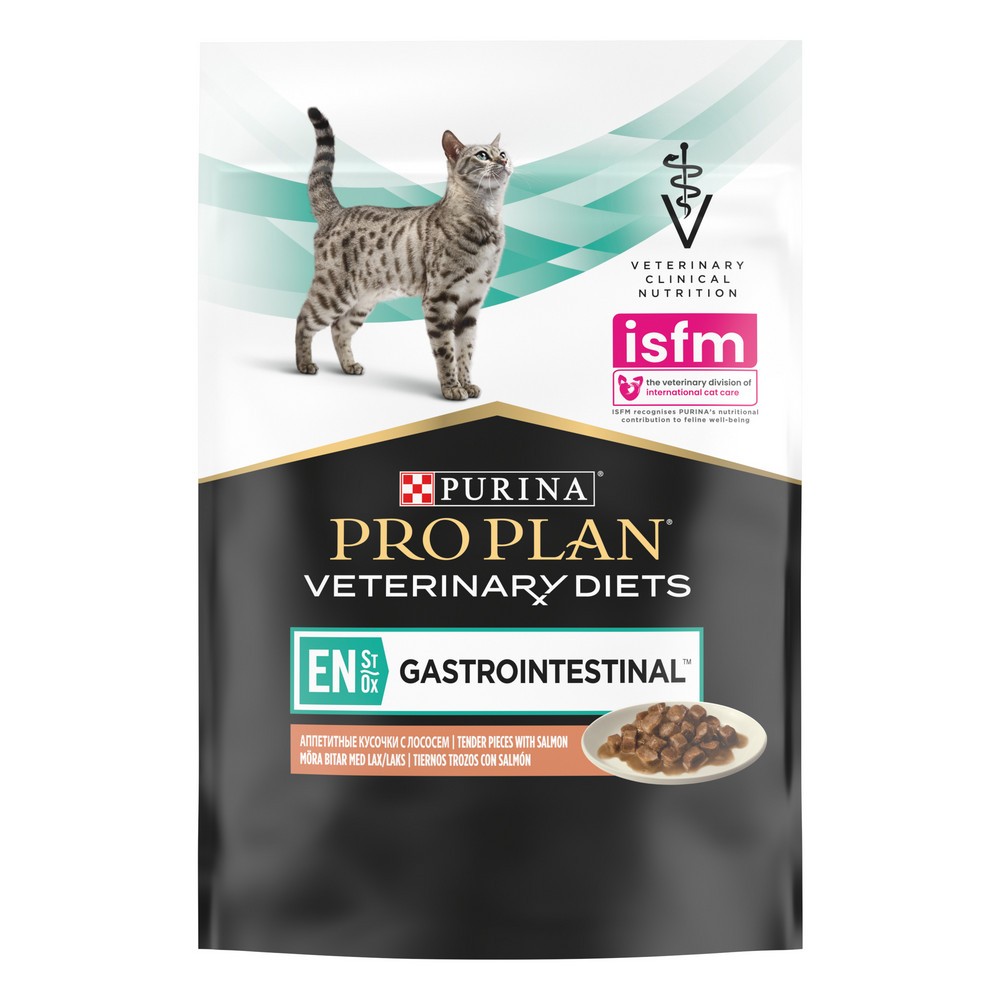 Корм для кошек Pro Plan Veterinary Diets EN при расстройствах пищеварения, с лососем пауч 85г