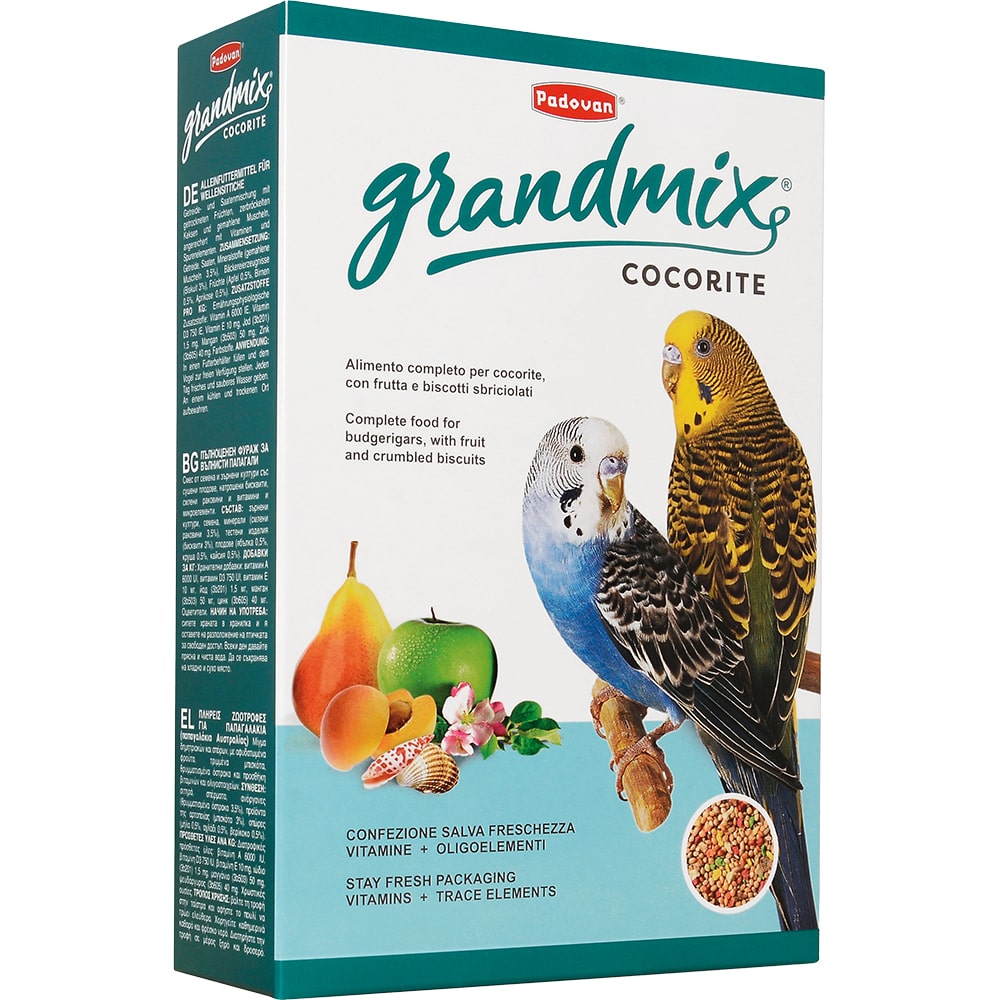 Корм для птиц Padovan Grandmix Cocorite для волнистых попугаев 1кг корм для птиц padovan для экзотических птиц 1кг