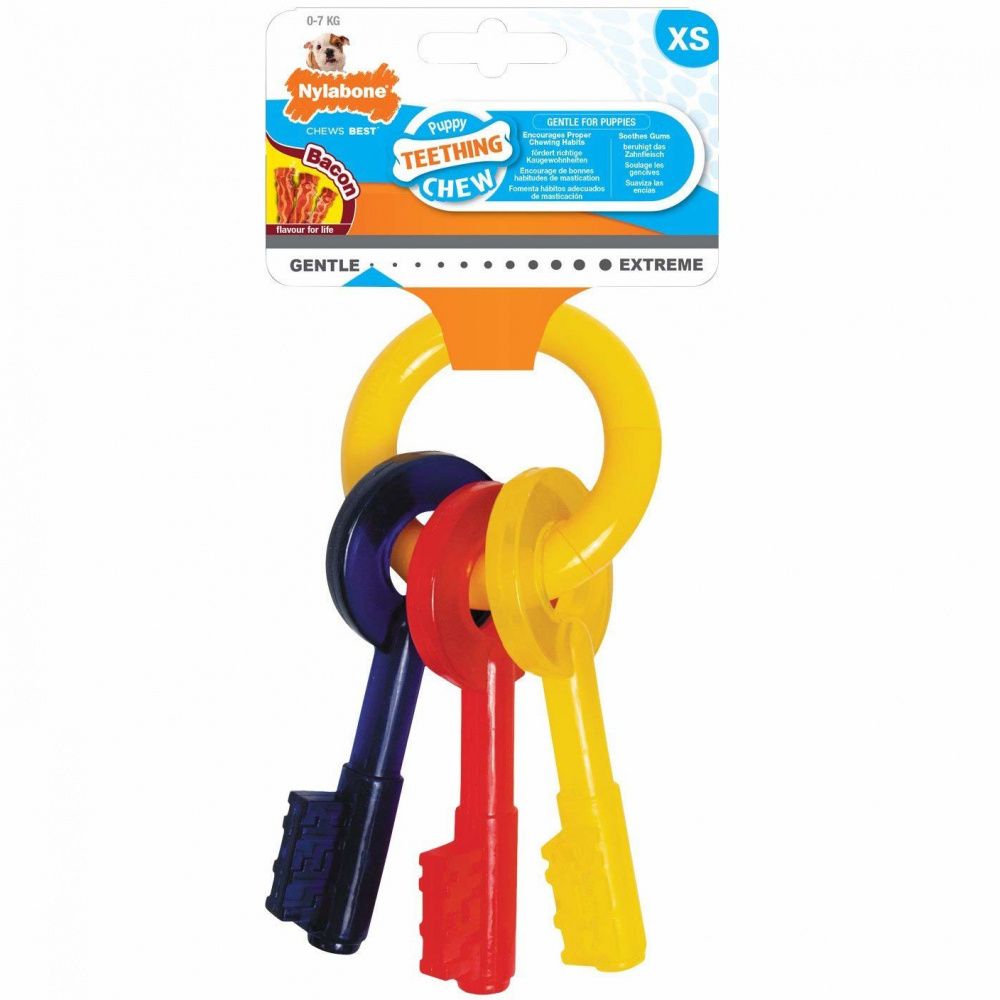 Игрушка для щенков Nylabone Ключи с ароматом бекона XS