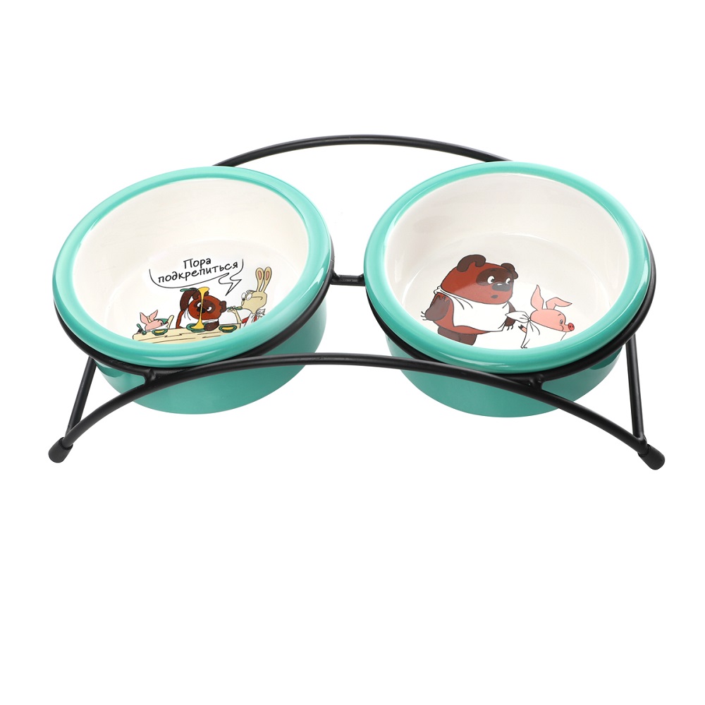 Миска для животных TRIOL СМФ Винни Пух quotПора подкрепиться quot керамическая двойная на подст 2х200мл 1350₽