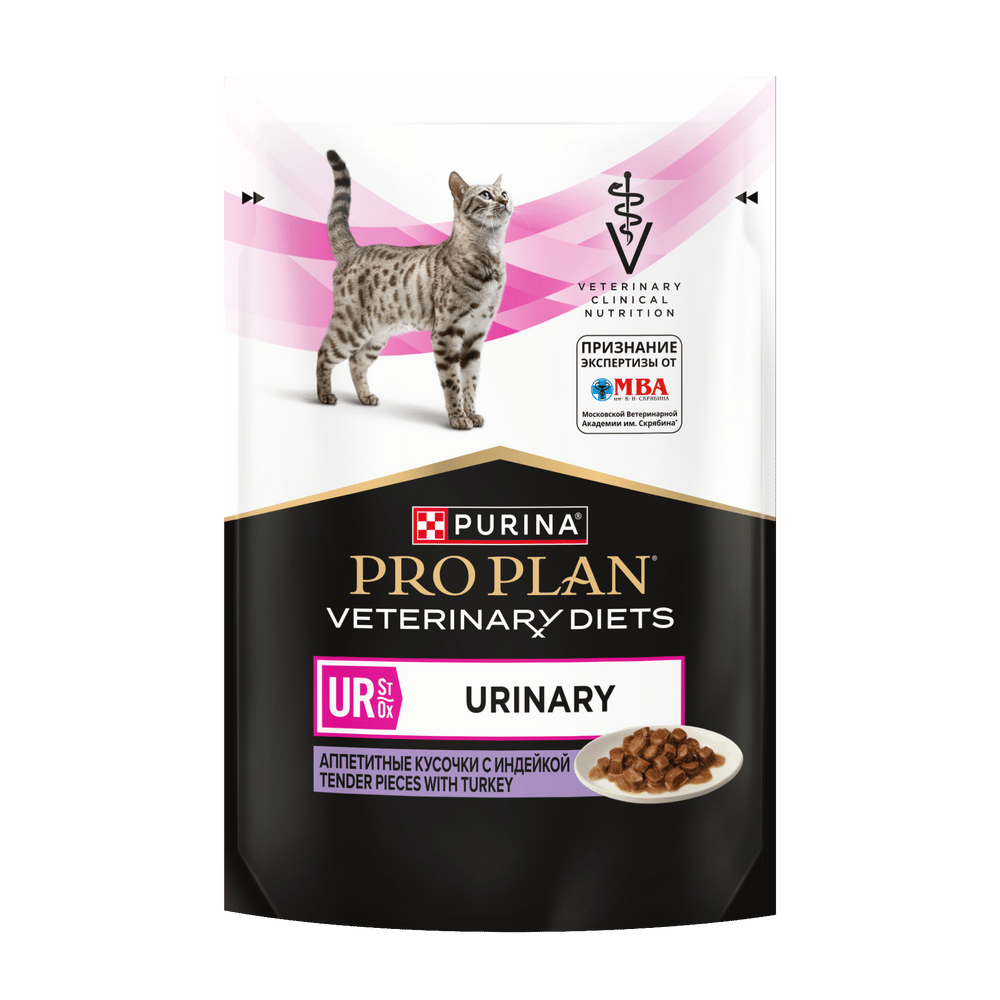 Корм для кошек Pro Plan Veterinary Diets UR ST/OX Urinary при болезн.мочевыв.путей, индейка пауч 85г