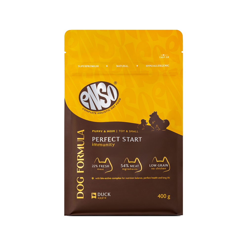 Корм для щенков береми кормсобак ENSO DF Perfect start для мелки минпородутка с ябл сух400г 532₽