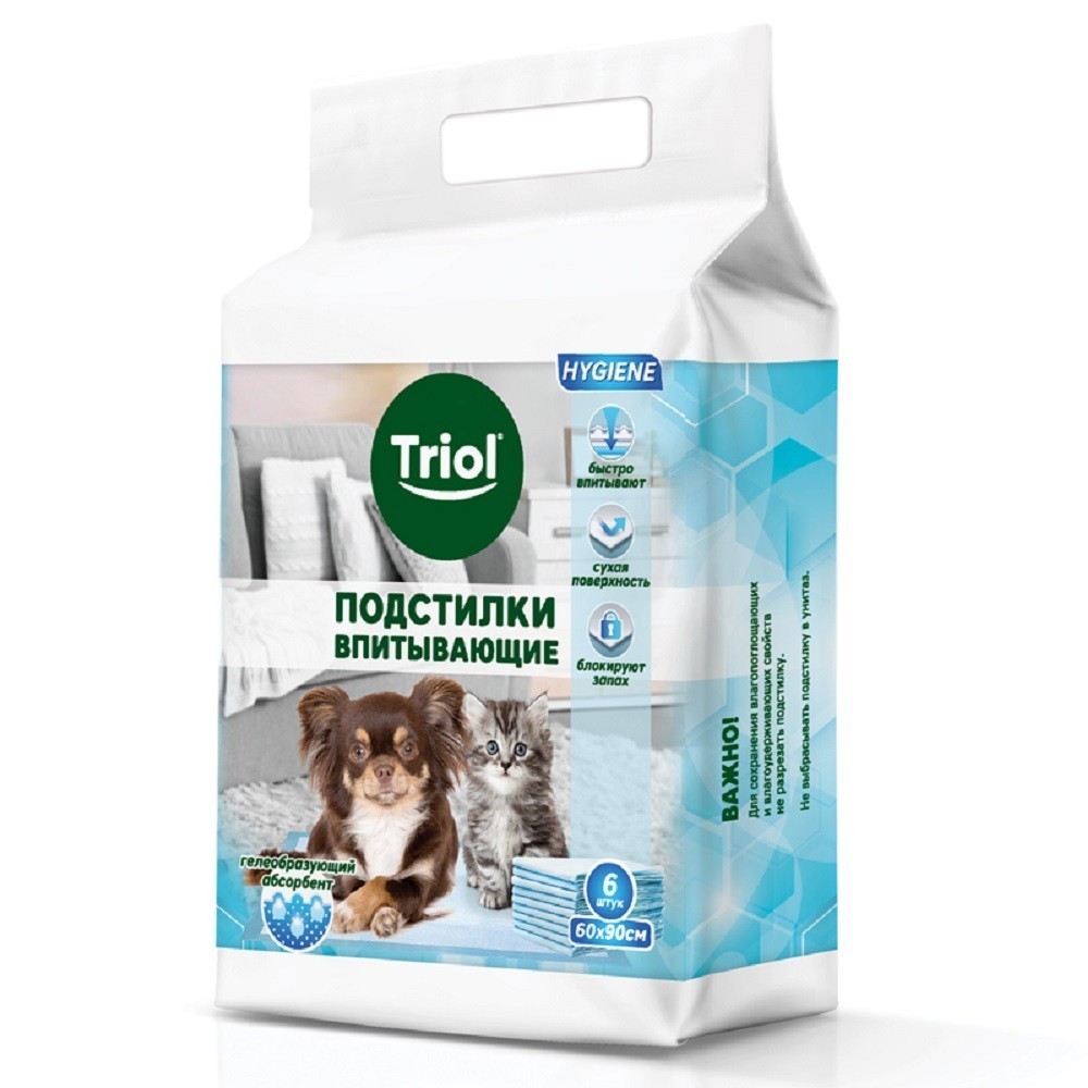 Пеленки впитывающие TRIOL серия Hygiene 60х90см, 6шт