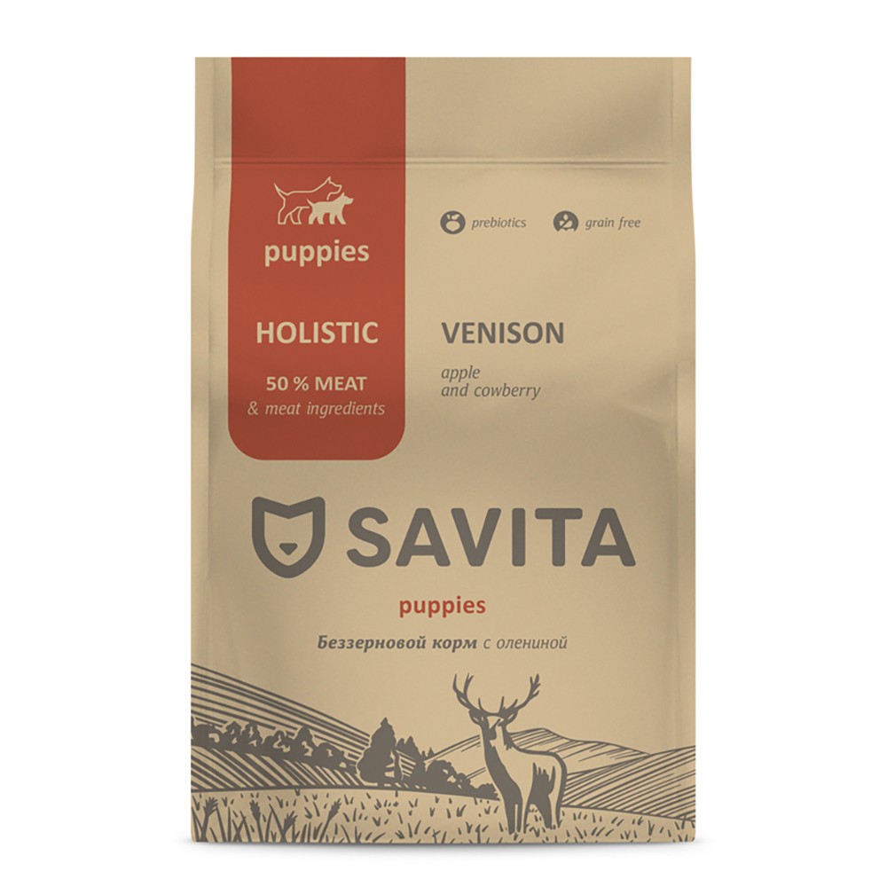 Корм для щенков SAVITA с олениной сух. 4кг