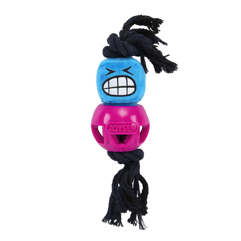 Игрушка для собак JOYSER Cageball Funhead Jack с резиновым мячом и пищалкой M розовый, 37см